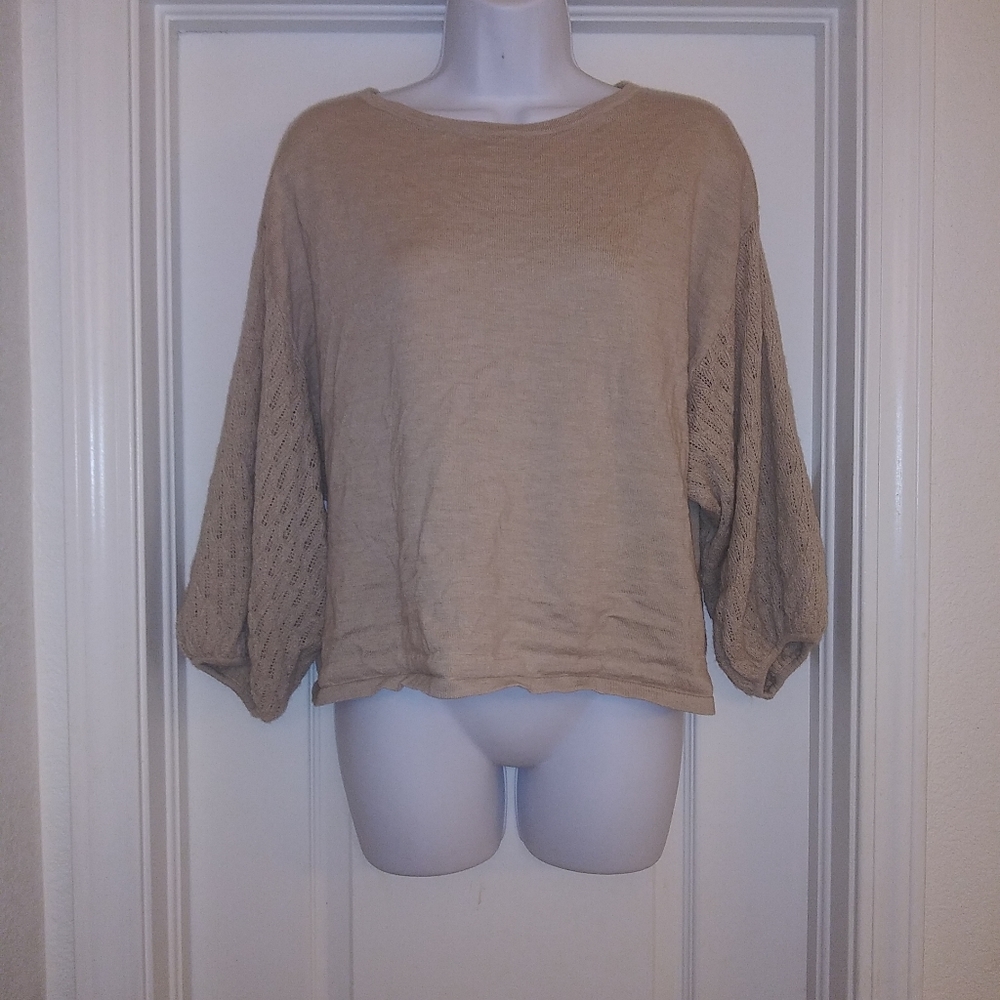 Garnet Hill Balloon Sleeve Wool Sweater Top